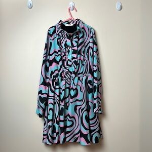 MSGM graphic print ruffle shirt dress